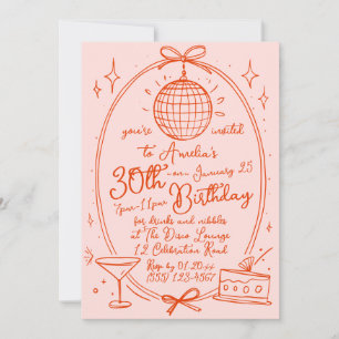 Hand Drawn 30th Birthday Invite Disco