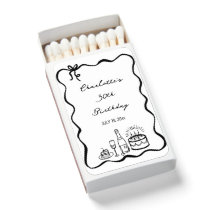 hand drawn 30th Birthday Party Favor Matchboxes