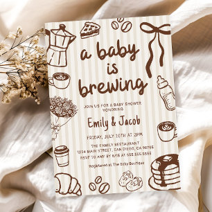 Hand Drawn A Baby is Brewing Coffee Baby Shower Invitation