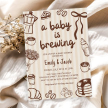 Hand Drawn A Baby is Brewing Coffee Baby Shower