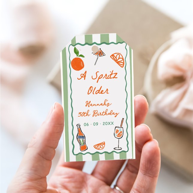 Hand Drawn A Spritz Older Birthday Party Gift Tags (Creator Uploaded)