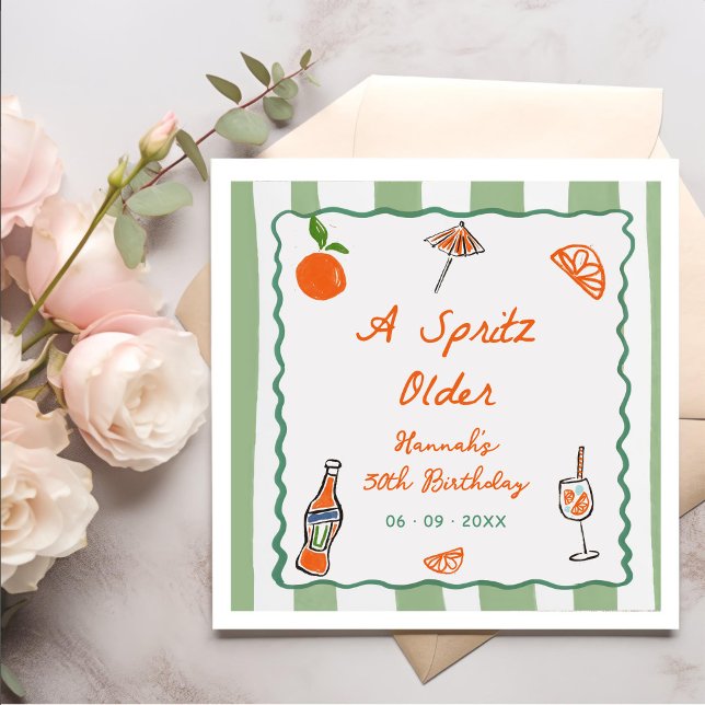 Hand Drawn A Spritz Older Birthday Party Napkins (Creator Uploaded)