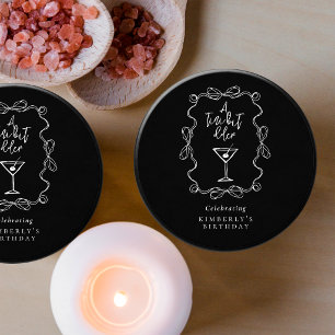 Hand Drawn A Tiny Bit Older Black Birthday Party Mini Candle Favors