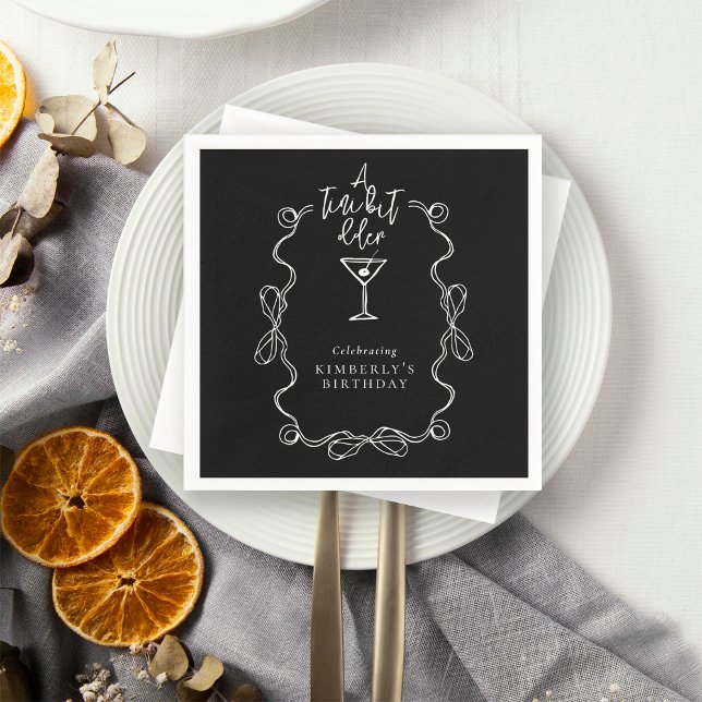 Hand Drawn A Tiny Bit Older Black Birthday Party  Napkins (Creator Uploaded)
