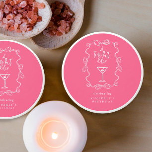 Hand Drawn A Tiny Bit Older Pink Birthday Party Mini Candle Favors