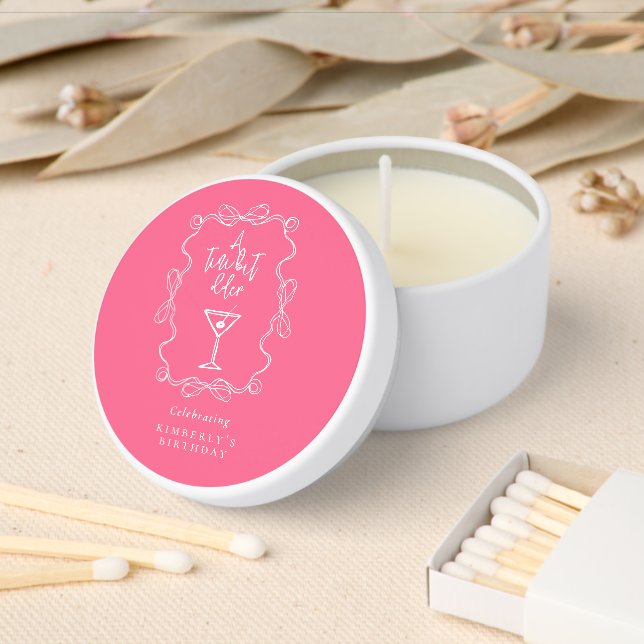 Hand Drawn A Tiny Bit Older Pink Birthday Party  Mini Candle Favors (Insitu)