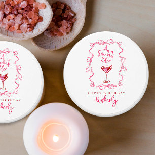 Hand Drawn A Tiny Bit Older Pink Red Birthday Mini Candle Favors