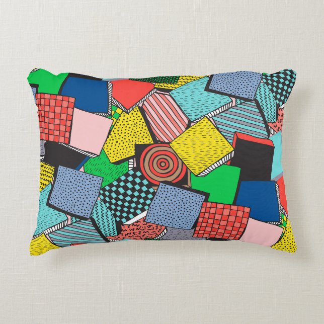 Hand Drawn Abstract Blocks Texture Accent Pillow (Front)