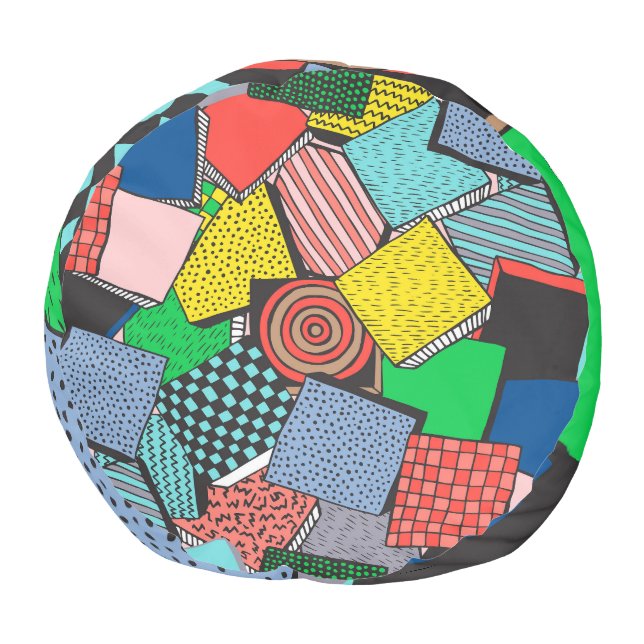 Hand Drawn Abstract Blocks Texture Pouf (Bottom)