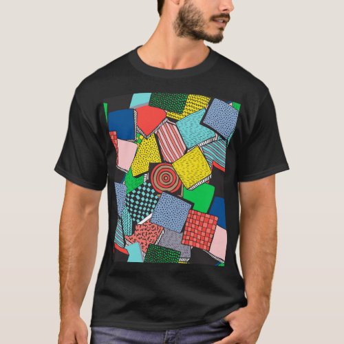 Hand Drawn Abstract Blocks Texture T_Shirt