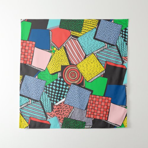Hand Drawn Abstract Blocks Texture Tapestry