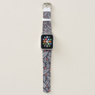 Hand drawn abstract Christmas foliage, red holy be Apple Watch Band