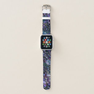 Hand-Drawn Abstract Circles, Blue, Purple, Black Apple Watch Band