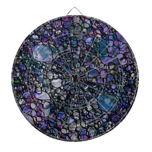 Hand-Drawn Abstract Circles, Blue, Purple, Black Dartboard With Darts