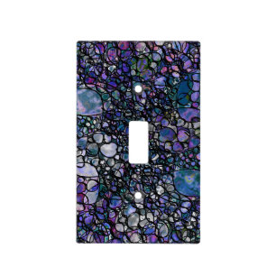 Hand-Drawn Abstract Circles, Blue, Purple, Black Light Switch Cover