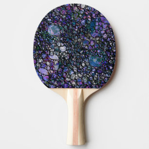 Hand-Drawn Abstract Circles, Blue, Purple, Black Ping-Pong Paddle