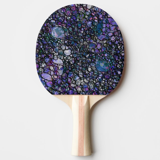 Hand-Drawn Abstract Circles, Blue, Purple, Black Ping-Pong Paddle (Front)