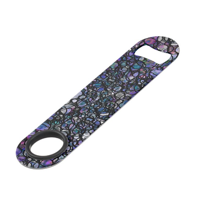 Hand-Drawn Abstract Circles, Blue, Purple, Black Speed Bottle Opener (Front Angled)