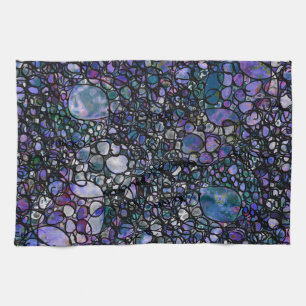 Hand-Drawn Abstract Circles, Blue, Purple, Black Towel