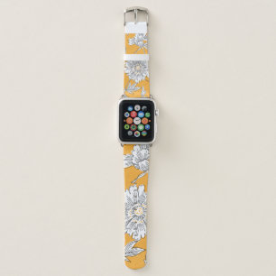 Hand drawn abstract garden flowers. Contour drawin Apple Watch Band