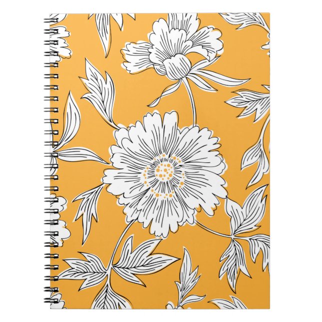 Hand drawn abstract garden flowers. Contour drawin Notebook (Front)