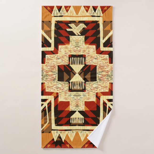 Hand drawn abstract illustration native American s Bath Towel (Bath Towel)