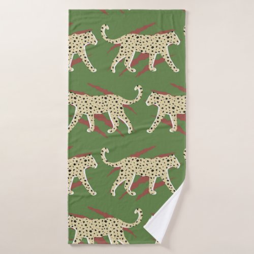 Hand Drawn Abstract Leopard Cheetah with Animal Sk Bath Towel