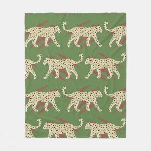 Hand Drawn Abstract Leopard Cheetah with Animal Sk Fleece Blanket