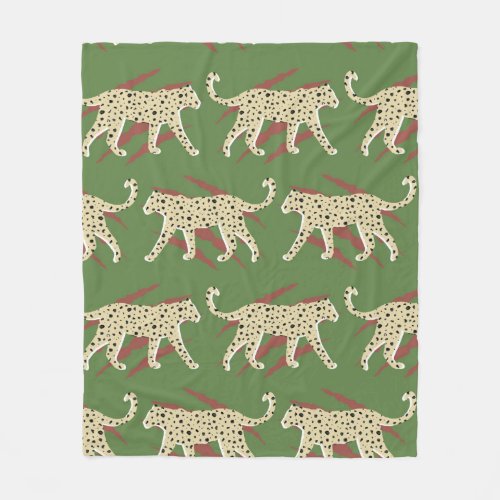 Hand Drawn Abstract Leopard Cheetah with Animal Sk Fleece Blanket