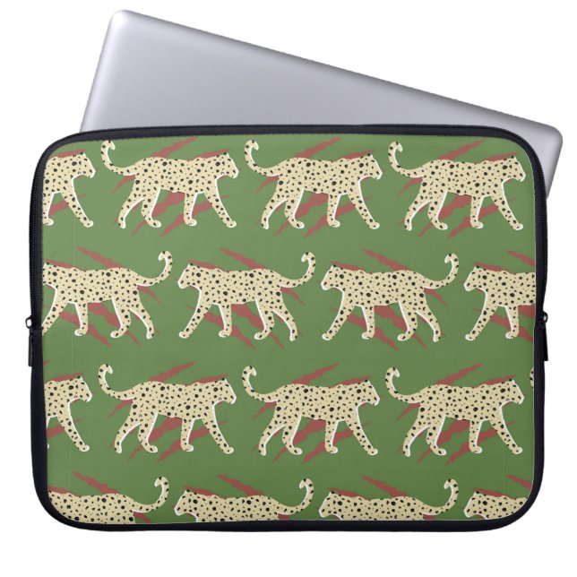 Hand Drawn Abstract Leopard Cheetah with Animal Sk Laptop Sleeve (Front)