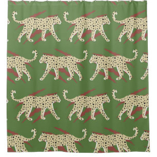 Hand Drawn Abstract Leopard Cheetah with Animal Sk Shower Curtain