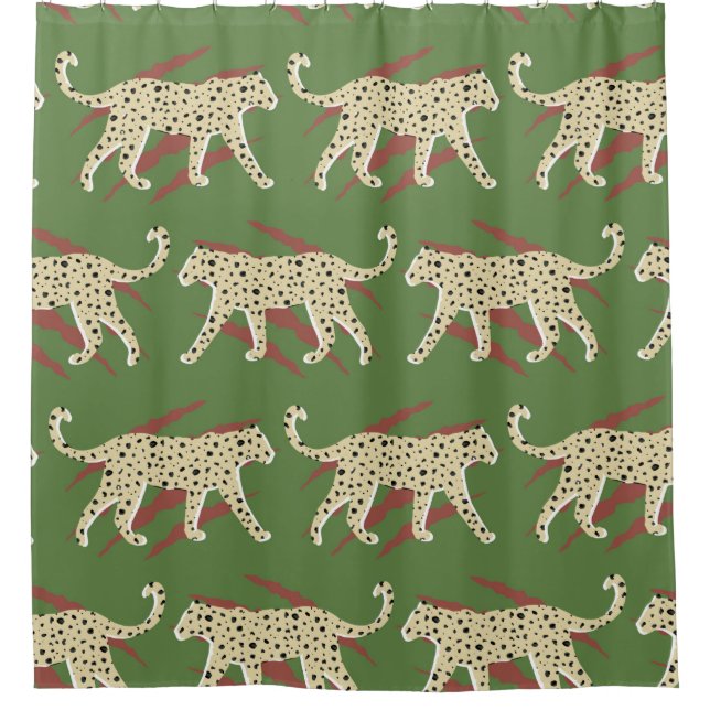 Hand Drawn Abstract Leopard Cheetah with Animal Sk Shower Curtain (Front)