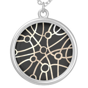 Hand Drawn Abstract - Textured 03 Silver Plated Necklace