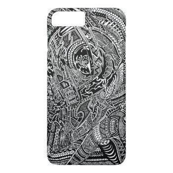 Hand-drawn Abstract Tribal Crazy Doodle Iphone 8 Plus/7 Plus Case by Doodle_Dude at Zazzle