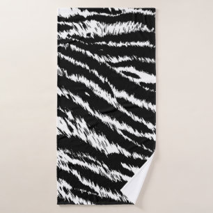 Hand Drawn Abstract Two Colors Zebra Stripes Repea Bath Towel