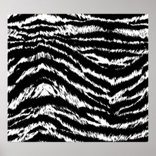 Hand Drawn Abstract Two Colors Zebra Stripes Repea Poster