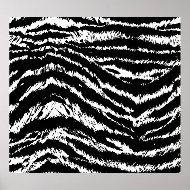 Hand Drawn Abstract Two Colors Zebra Stripes Repea Poster (Front)