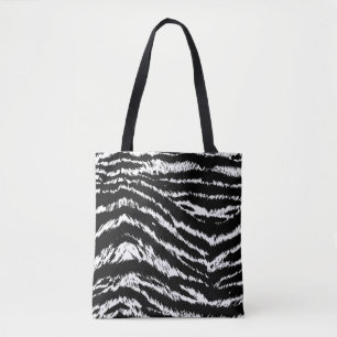 Hand Drawn Abstract Two Colors Zebra Stripes Repea Tote Bag