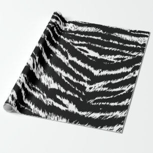 Hand Drawn Abstract Two Colors Zebra Stripes Repea Wrapping Paper