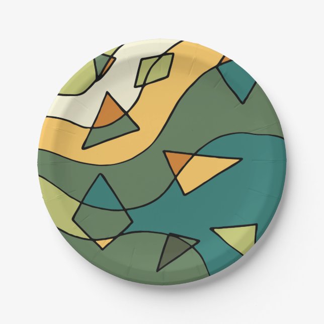 Hand drawn abstract vintage design    paper plates (Front)