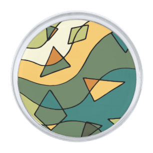 Hand drawn abstract vintage design silver finish lapel pin