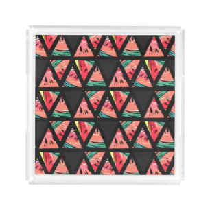 Hand Drawn Abstract Watermelon Pattern Acrylic Tray