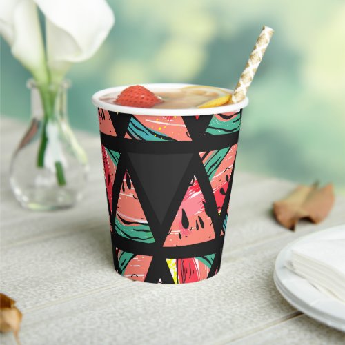 Hand Drawn Abstract Watermelon Pattern Paper Cups