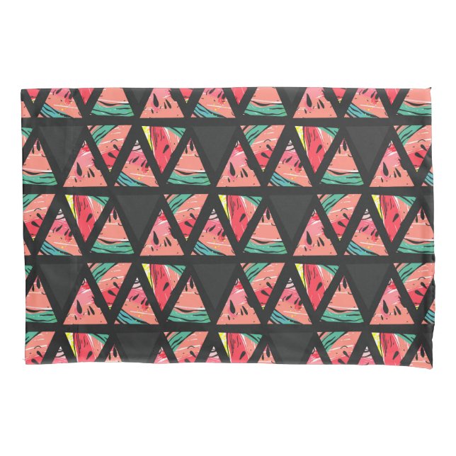 Hand Drawn Abstract Watermelon Pattern Pillow Case (Front-Left)