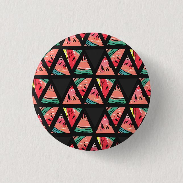 Hand Drawn Abstract Watermelon Pattern Pinback Button (Front)