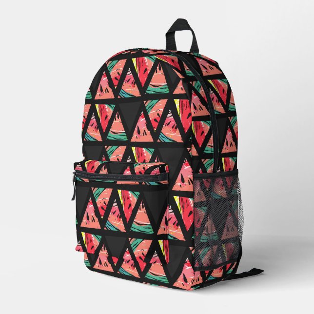 Hand Drawn Abstract Watermelon Pattern Printed Backpack (Back Corner Right)