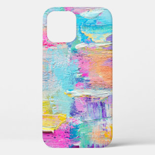 Hand drawn acrylic painting. Abstract art backgrou iPhone 12 Case