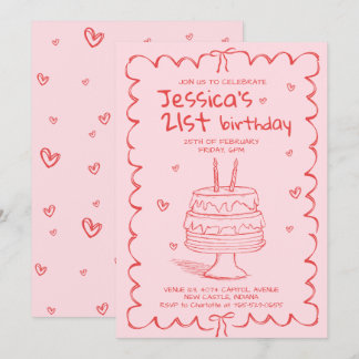 Hand Drawn Adult Scribble Birthday  Invitation