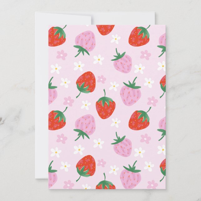 Hand-Drawn Aesthetic Strawberry Seamless Pattern  Invitation (Front)
