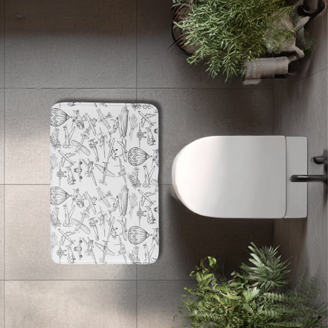 Hand drawn Airplanes Aviation Pilot Aviator Fun Bath Mat (Creator Uploaded)